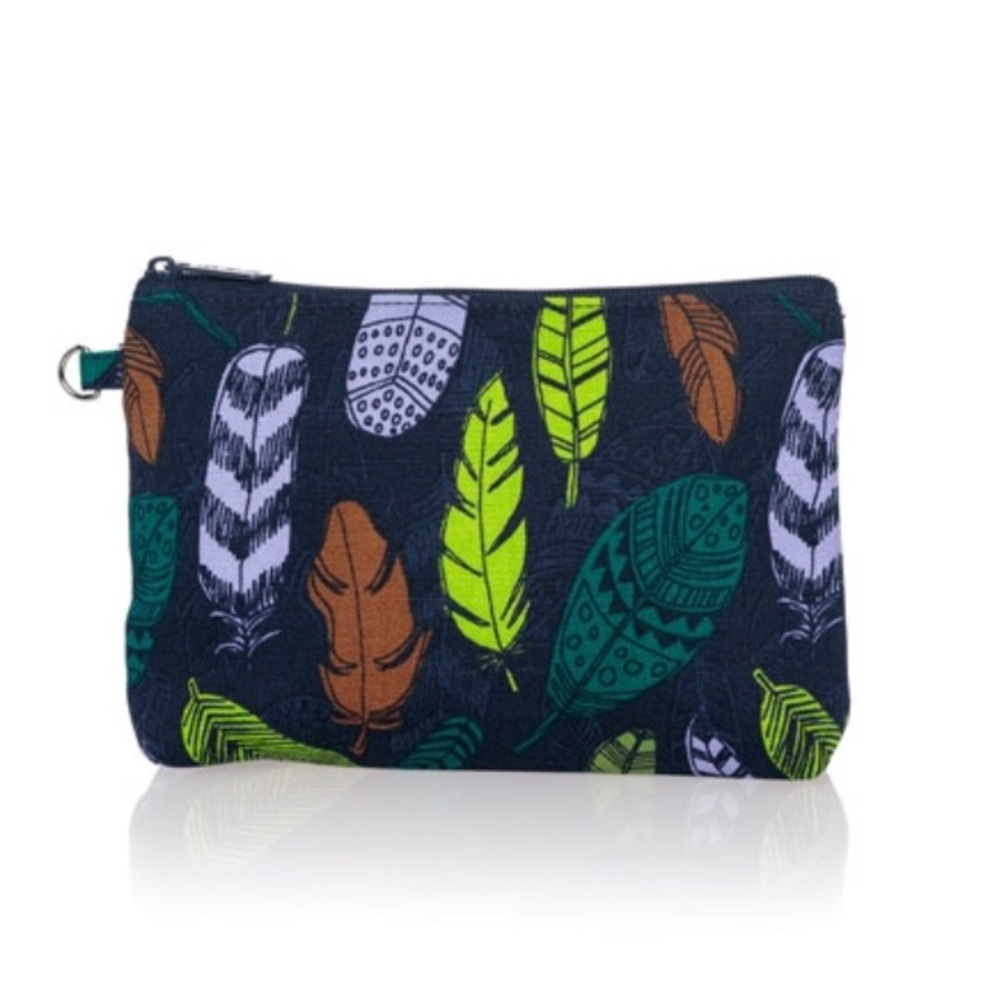 Thirty-One Mini Zipper Pouch — Falling Feathers 💚